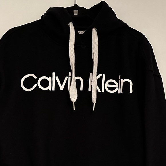 Calvin Klein Performance Black Cropped Hoodie Sweatshirt Pullover Size Medium - Picture 11 of 12